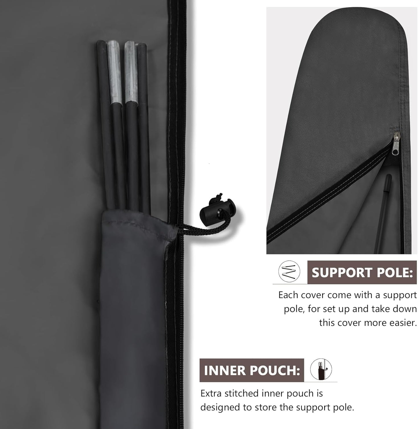 ULTCOVER Patio Parasol 600D Waterproof Outdoor Market Umbrella Cover - Fits Market Umbrella 7-10 Feet, Black