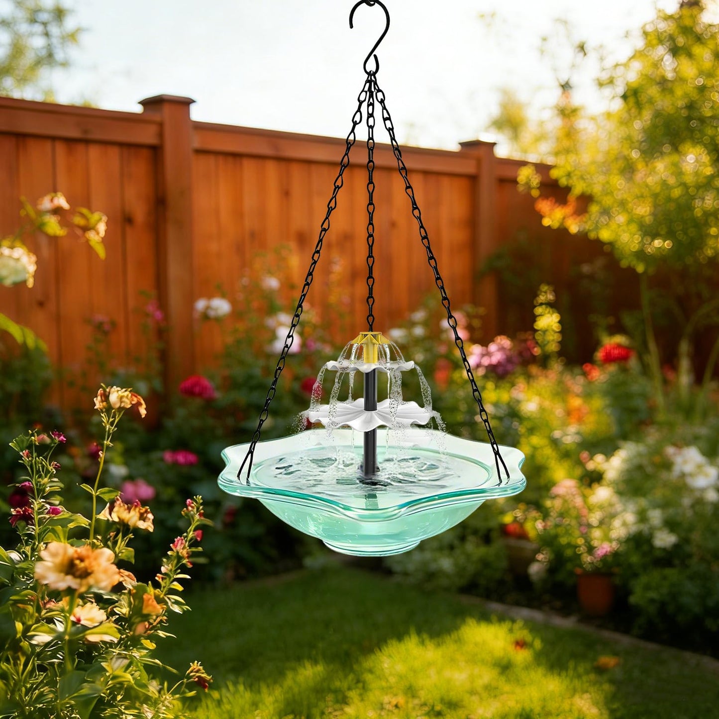 Lewisia 3-Tier Solar Bird Bath Fountain Water Pump Solar Powered Waterfall Feature for Birdbath Garden Backyard Pond Pool Outdoor Decoration 2.5W