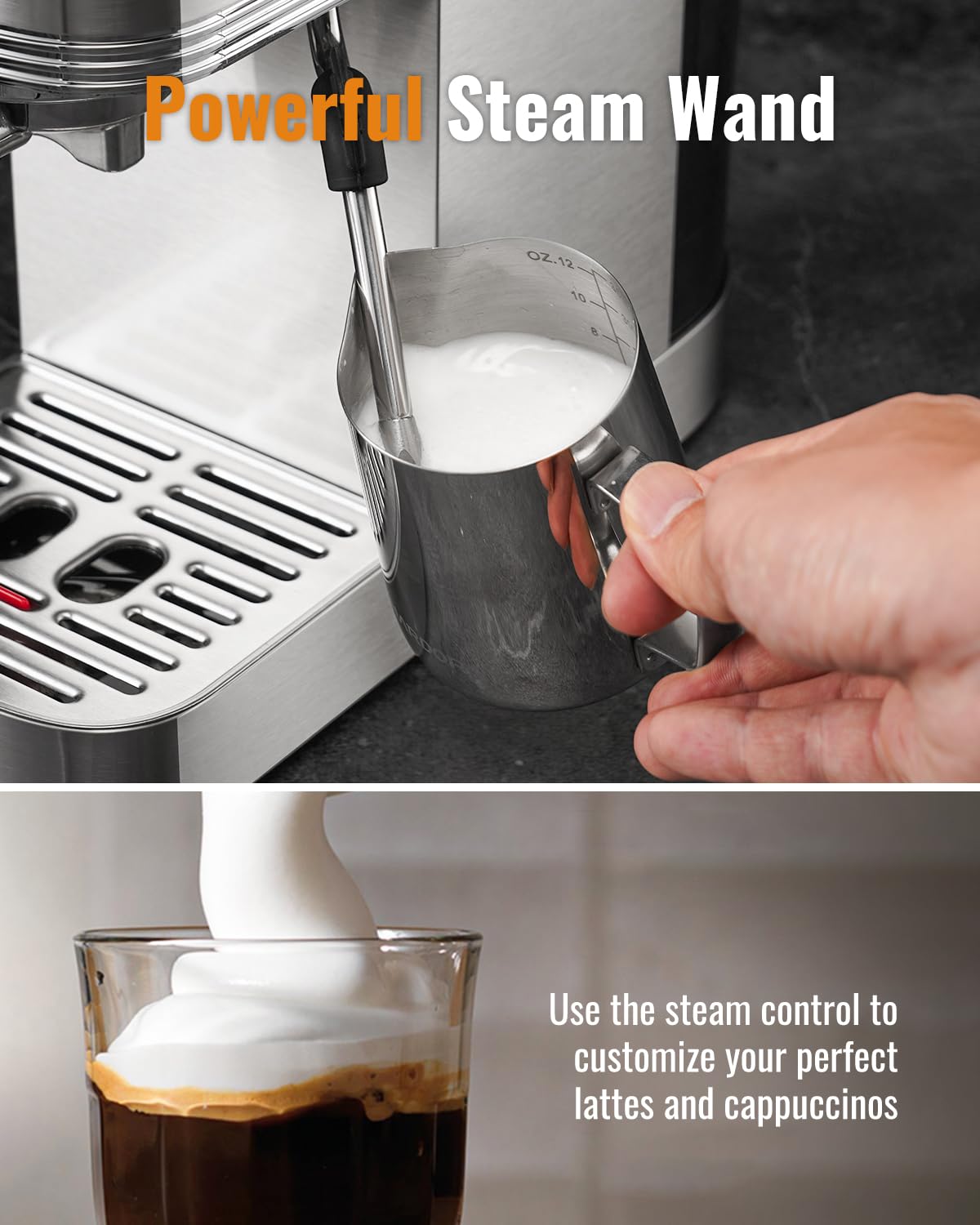 SHARDOR Espresso Machine 20 Bar, Professional Espresso Machine with Milk Frother and Touchscreen, Expresso Coffee Machines with Adjustable Temperature,for Cappuccino, Latte
