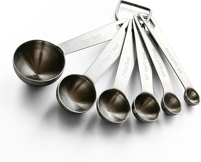Metal Measuring Spoons Set - Baking Essentials,Premium Stainless Steel Kitchen Gadgets with Precise Measurements for Home and Professional Use,Nesting Teaspoons for Easy Storage - 6 Piece