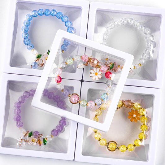 XSEINO 2400 PCS 8mm Glass Beads Bracelet Making Kit, 47 Colors Crystal Beads for Jewelry Making and DIY Crafts，4 Box Round Beads