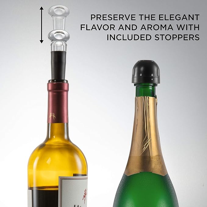 Ivation 9-Piece Wine Set | Electric Opener, Air Pump, Pourer with Aerator, Wine and Champagne Stoppers, Foil Cutter, and Stand.