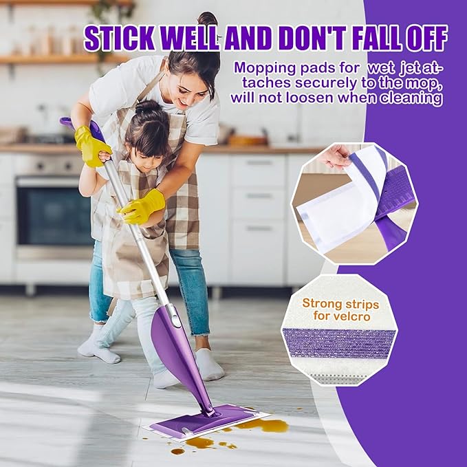 50 Pack Wet Jet Refill for Swiffer WetJet Mop - Wet Jet Pads for All-Purpose Multi Surface Hardwood Floor Cleaning, for Swiffer Wet Pads Refill, Super Absorbent | Strong Stickiness