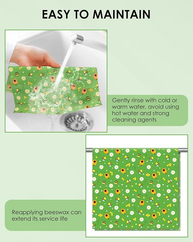Beeswax Food Wraps 1 Meter Roll 13 x 39 Inch Reusable Beeswax Wraps Eco-Friendly Sustainable Food Storage Wraps for Sandwich, Cheese, Fruit, Bread, Snacks