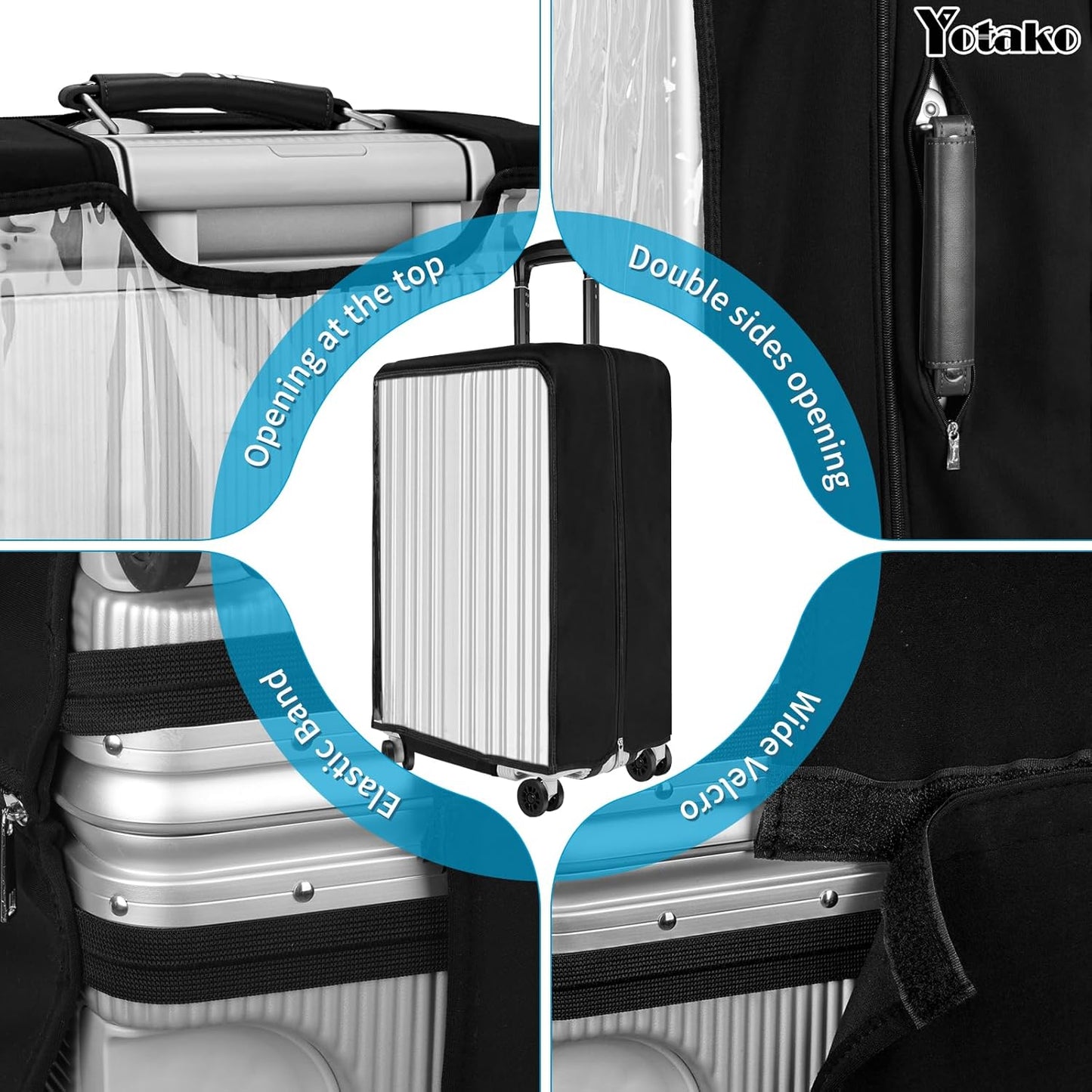 Yotako Upgraded Zippered Transparent PVC Suitcase Cover, No Disassembly Required Clear Luggage Protector for Suitcase Luggage Protector Cover 30''