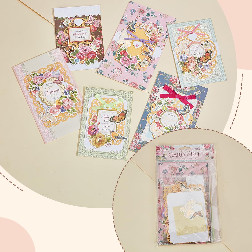 AHANDMAKER Handmade Greeting Card Making Kits, DIY Thank You Card Set Flowers Theme Paper Envelopes Cards Stickers for Christmas Thanksgiving Mother's Day Birthday Gifts Crafts Decorations