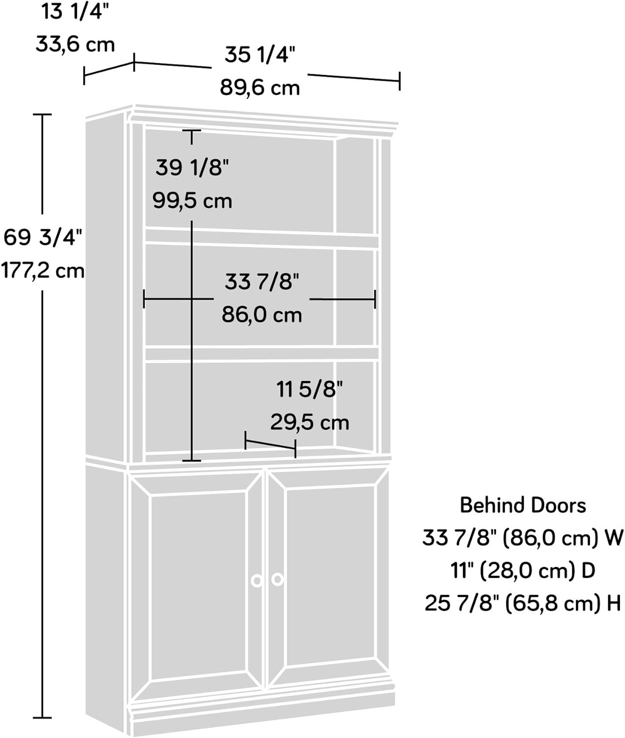 Sauder Select Book Shelf, Bookshelf with Storage, Library Bookcase with Doors and Adjustable Shelves, in Estate Black