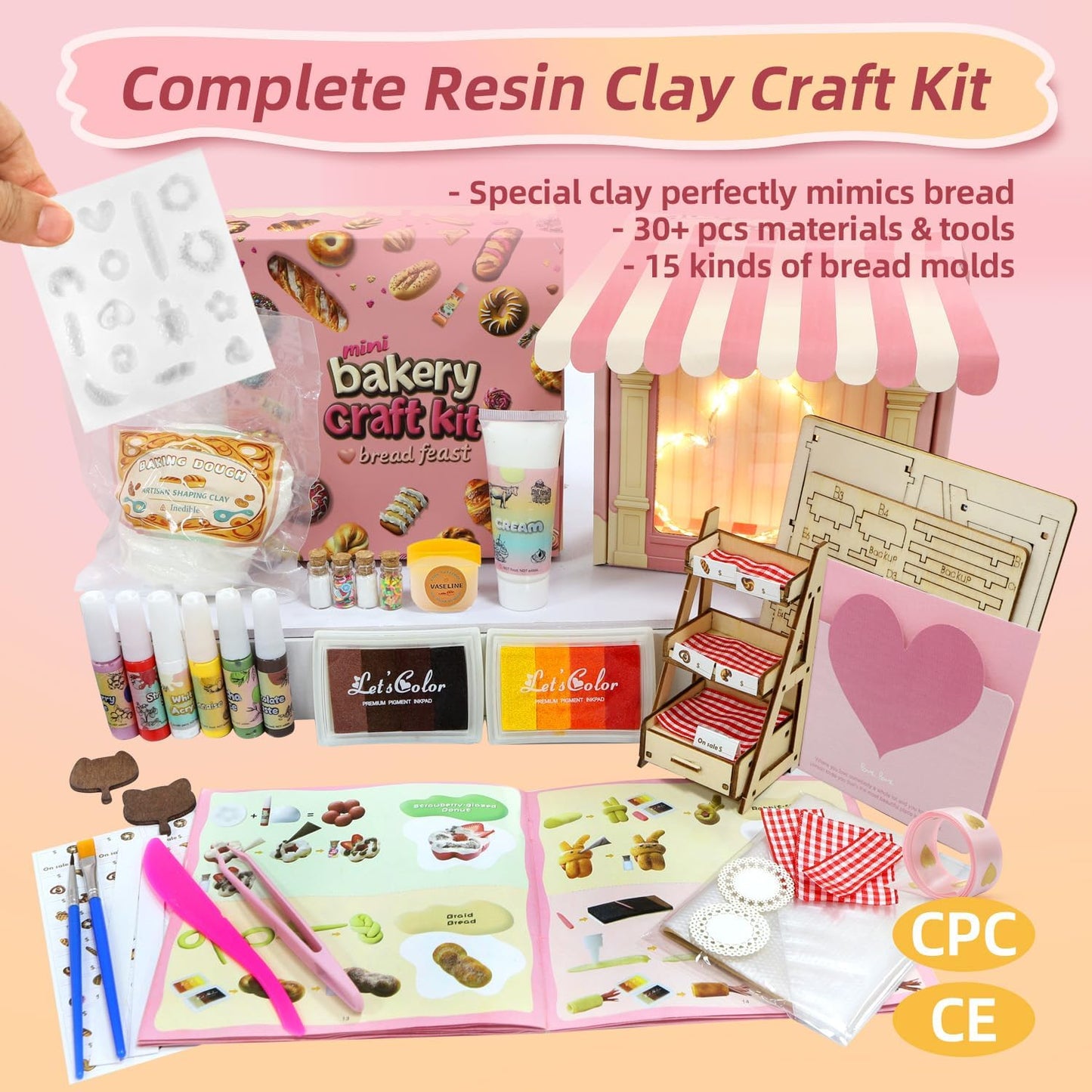 iLAND Girls Crafts Ages 8-12 Creative Craft Kits for Kids and Adults DIY Mini Bakery Miniature Food Toys Air Dry Clay for Kids Fun Family Game Night 9 10 11 Year Old Girl Gift Birthday Gift Ideas Cute