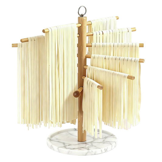 Pasta Drying Rack with Transfer Wand and 7 Bars, noodle drying rack Easy to Transfer for Drying Pasta and Cooking, Special Suspension Design for Large Storage pasta rack easy use pasta dryer