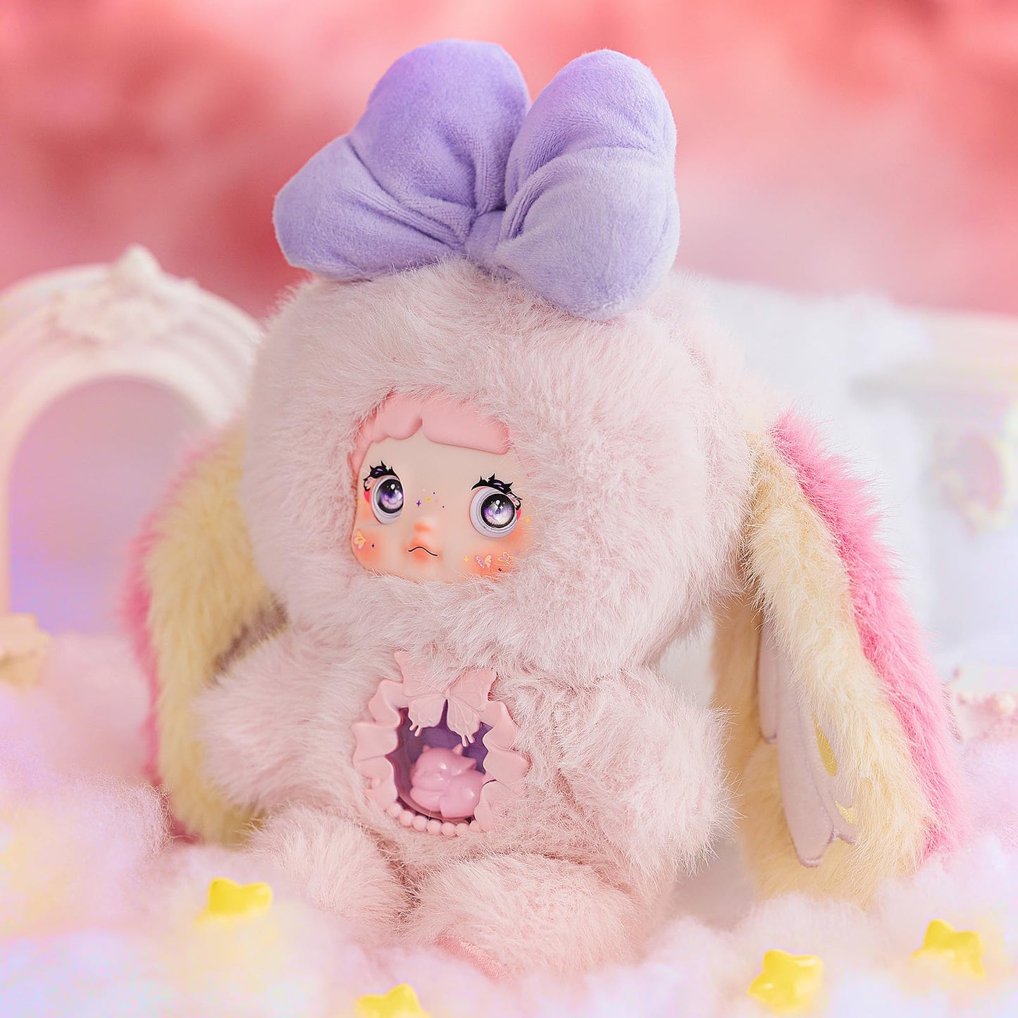 POP JOY Nommi Plush Blind Box V6 Plush Blindbox 3 Expressions Adorable Cute Mystery Stuffed Toys for Children and Collectors Surprise Doll Figure with Kawaii Face Designs for 3+ Single Box