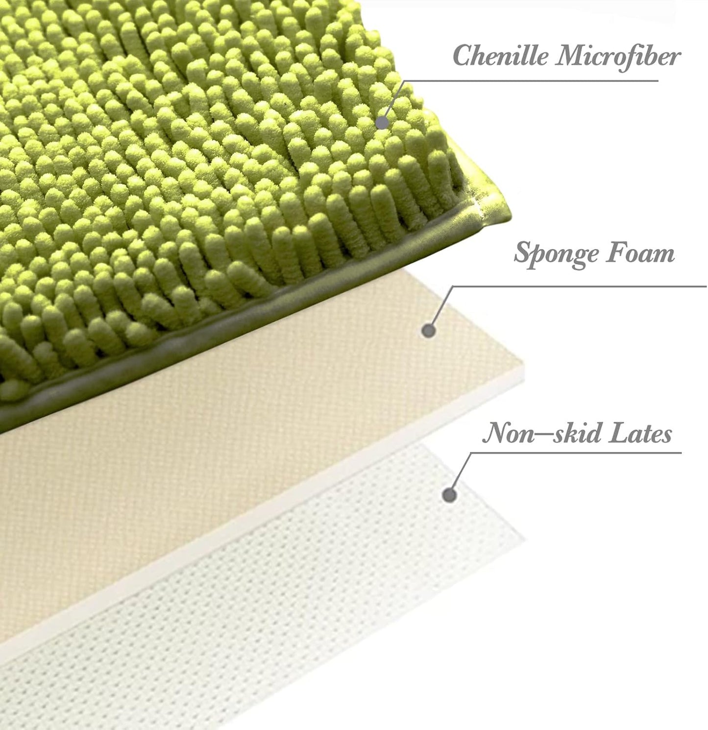 Non-Slip Bath Rug,Extra Soft Microfiber Bedroom Shag Carpet with Anti-Slip Backing,Water/Dust Absorbent Fast Dry Shower Mat,Sound Insulated Stairs Pad,Machine Washable (Lime Green,15 x 23 Inches)