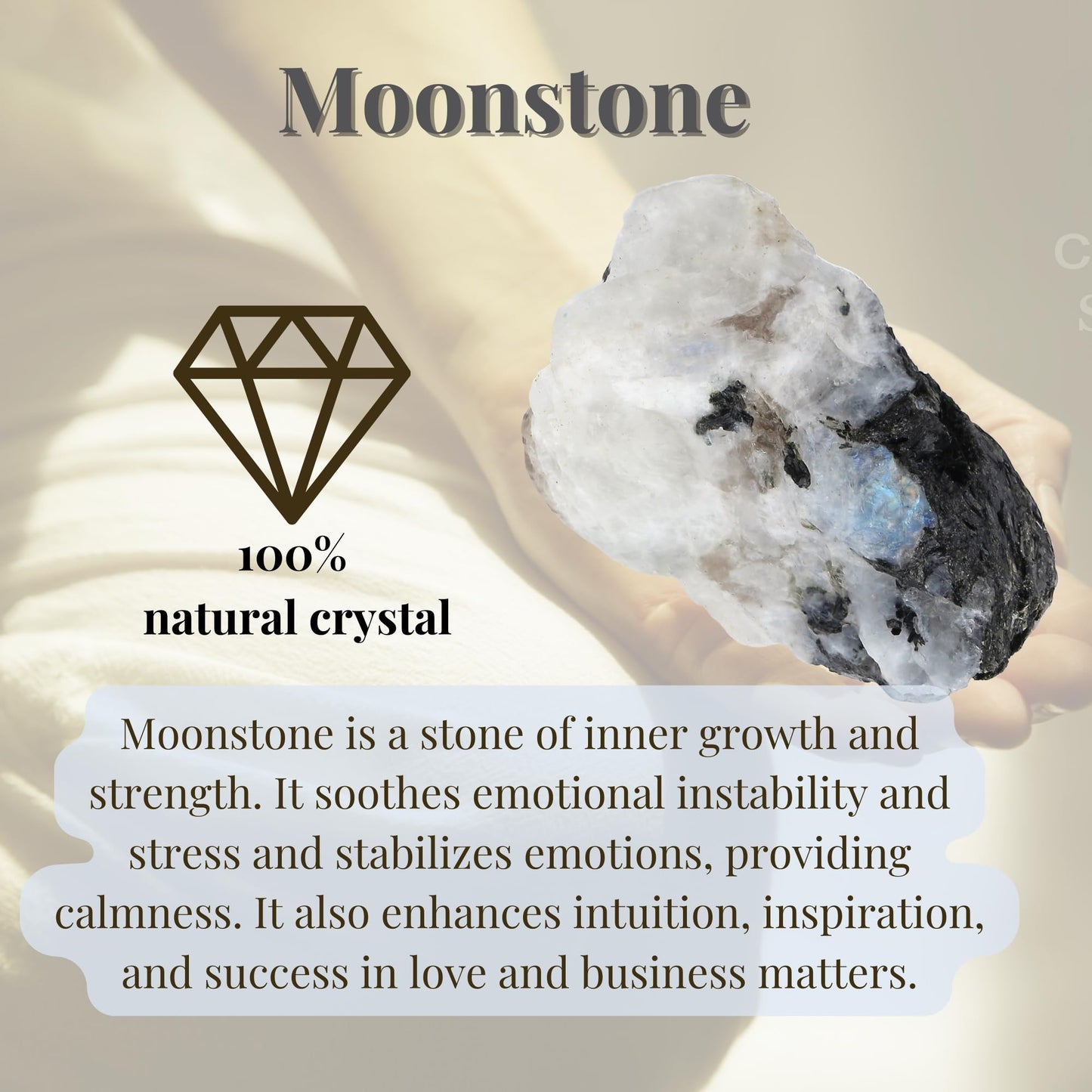 XIANNVXI Moonstone 1.8-2.2" Large Raw Crystals and Healing Stones Natural Rough Crystal Rocks for Decor Gifts Tumbling Cabbing Polishing Fountain Rocks 1PCS