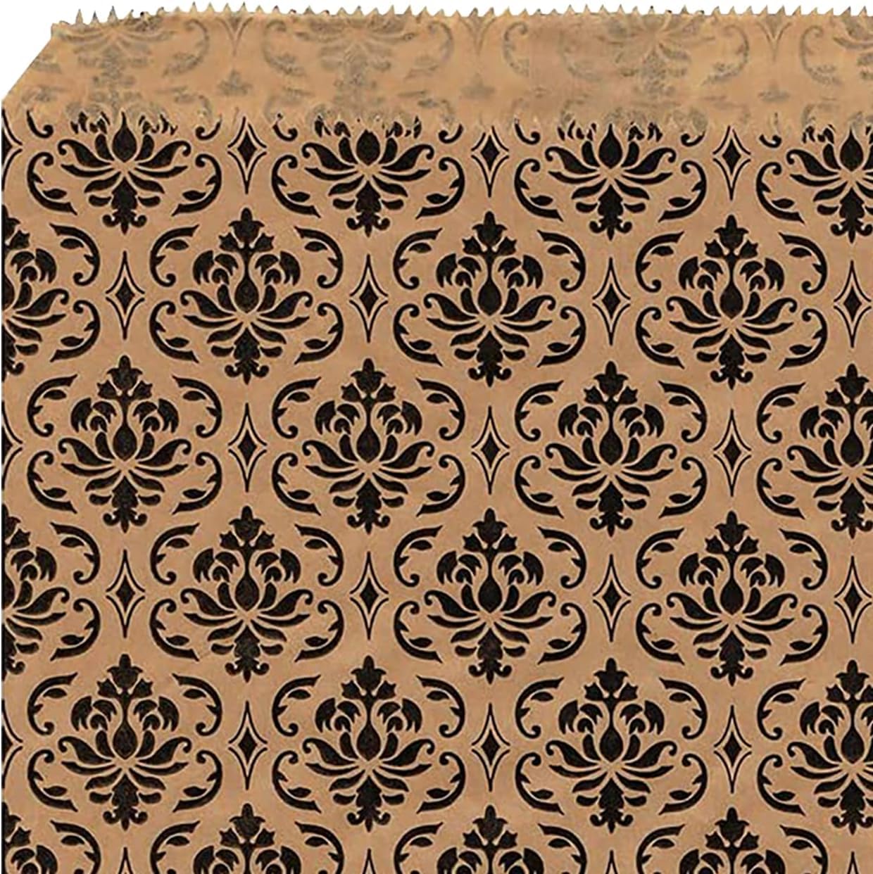 RJ Displays- 100 Pcs Brown Damask Paper Gift Shopping Bags, Sales Tote Bag for Jewelry, Bakery Items, Gift Cards, books, T-Shirt, Crafts and Party Favorss. Size-5" x 7" Inch
