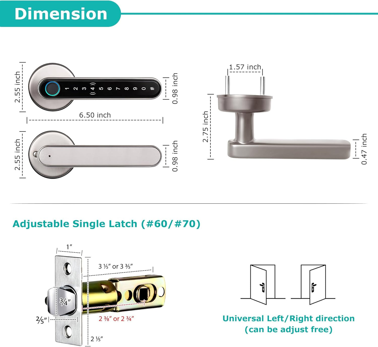 [Upgrade] Smart Lock,CATCHFACE Fingerprint Door Lock TTLock Smart Door Knob Smart Door Handle Digital Door Lock Fingerprint/Code/Card/Key-Ideal for Front Door Hotel Office Office