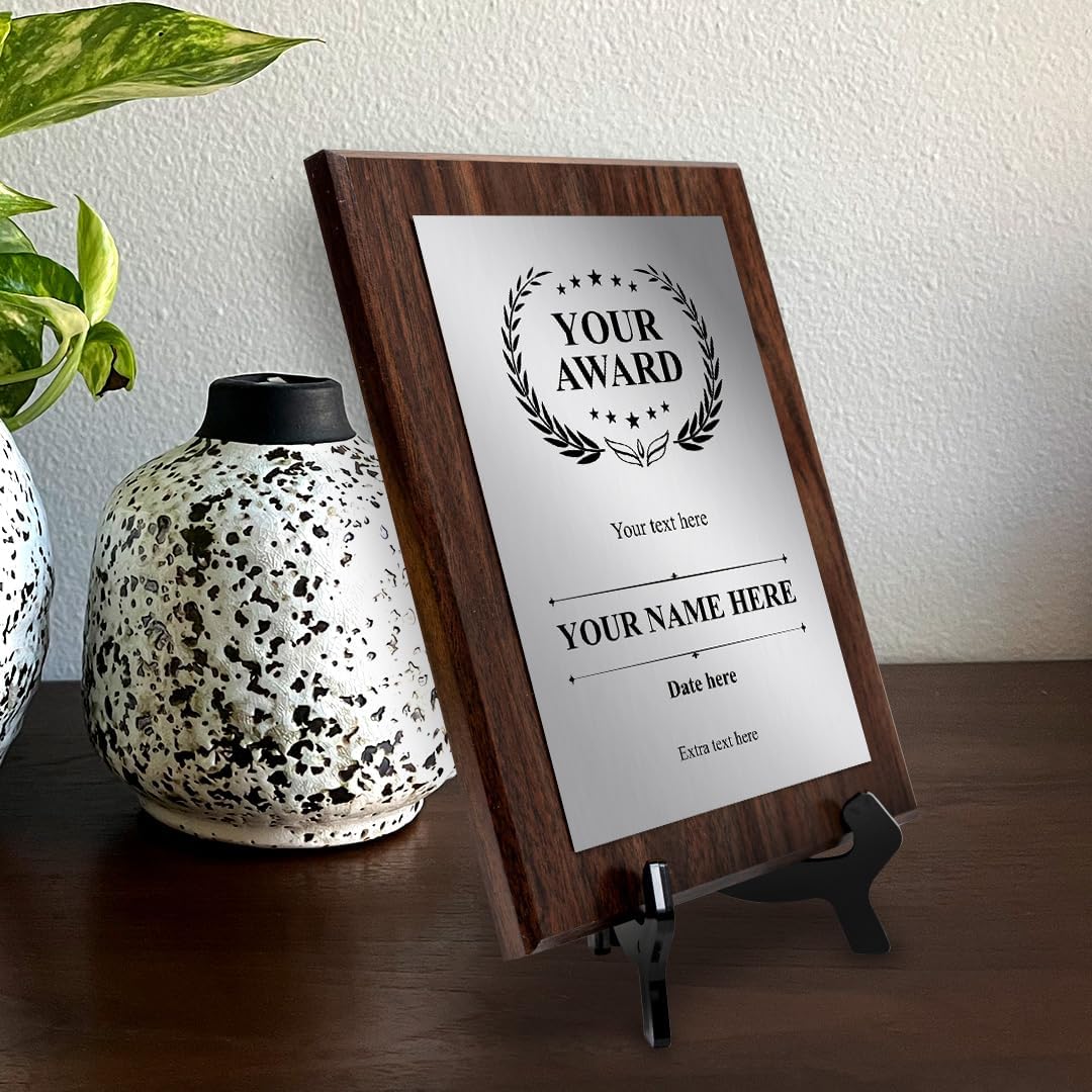 Signs ByLITA Customizable Wooden Plaque Award | Easel Mount Option | Recognition Gift for winners of awards, certificates and achievements | Employee Student Prize