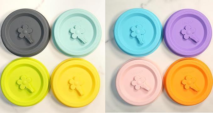 Silicone Mason Jar Lids, Regular and Wide Mouth Compatible, with Straw Hole and Stopper (Assorted Colors 8PCS)