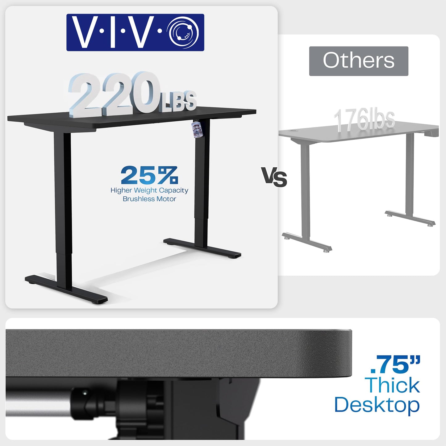 VIVO Electric 60 x 24 in Real Bamboo Standing Desk, Memory Height Adjustment, 1B Series, Holds 220 lbs, One-Piece Top, White Frame, DESK-KIT-1W6O
