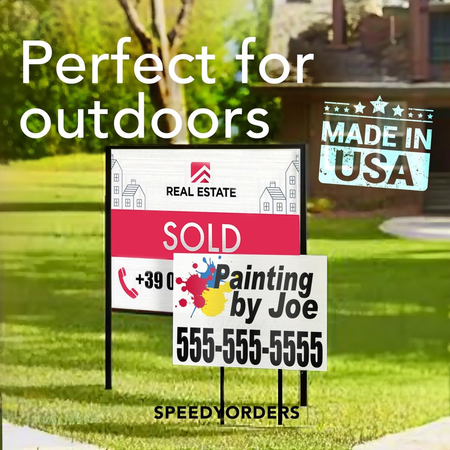 Custom Metal Signs, Personalized Aluminum, Customized Safety, Business Signs, Waterproof Outdoor, White Aluminum (Blue, 24x18 In)
