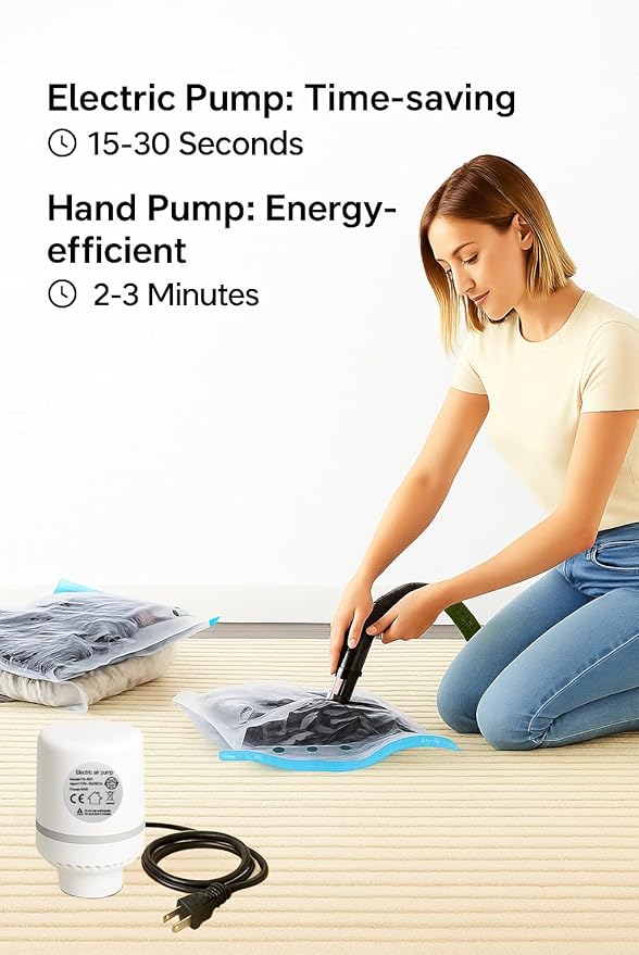 Vacuum Storage Bags for Travel and Home,Space Saver Bags for Clothes,(with Electric Pump and Hand Pump, Large,2(40 * 60) 2(50 * 70) 2(60 * 80) 2(80 * 100))