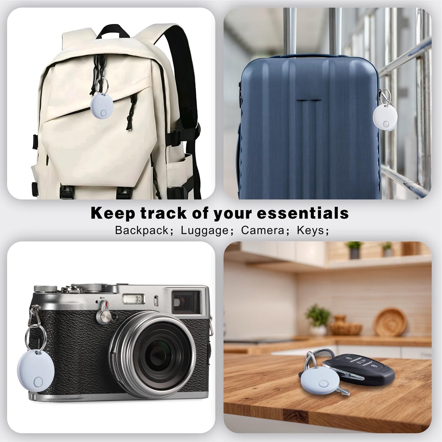 Air Tracker 4 Pack, Smart Bluetooth Tracker Works with Apple Find My (iOS Only), Item Finder Locator for Keys, Luggage, Backpack, IP67 Waterproof