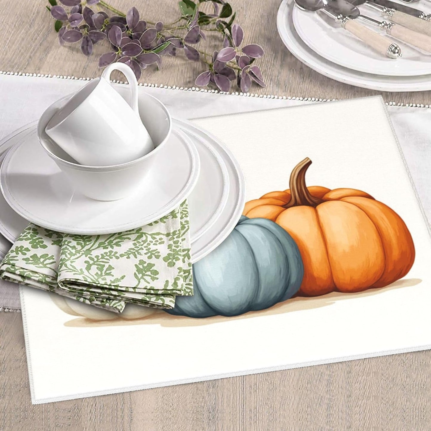 Dish Drying Mat for Kitchen Pumpkin Thanksgiving Fall Counter Absorbent Dishes Drainer Microfiber Small 16x18 Inch