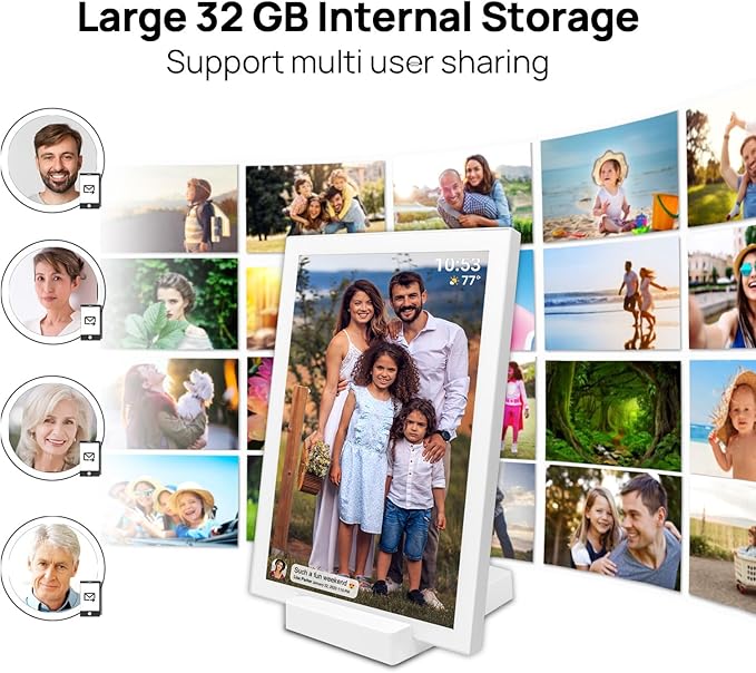 FRAMEO 10.1 Inch WiFi Digital Photo Frame with 5000mAh Battery,1280x800 HD IPS LCD Touch Screen,Auto-Rotate Portrait and Landscape,32GB Storage,Share Moments Instantly via Frameo App from Anywhere