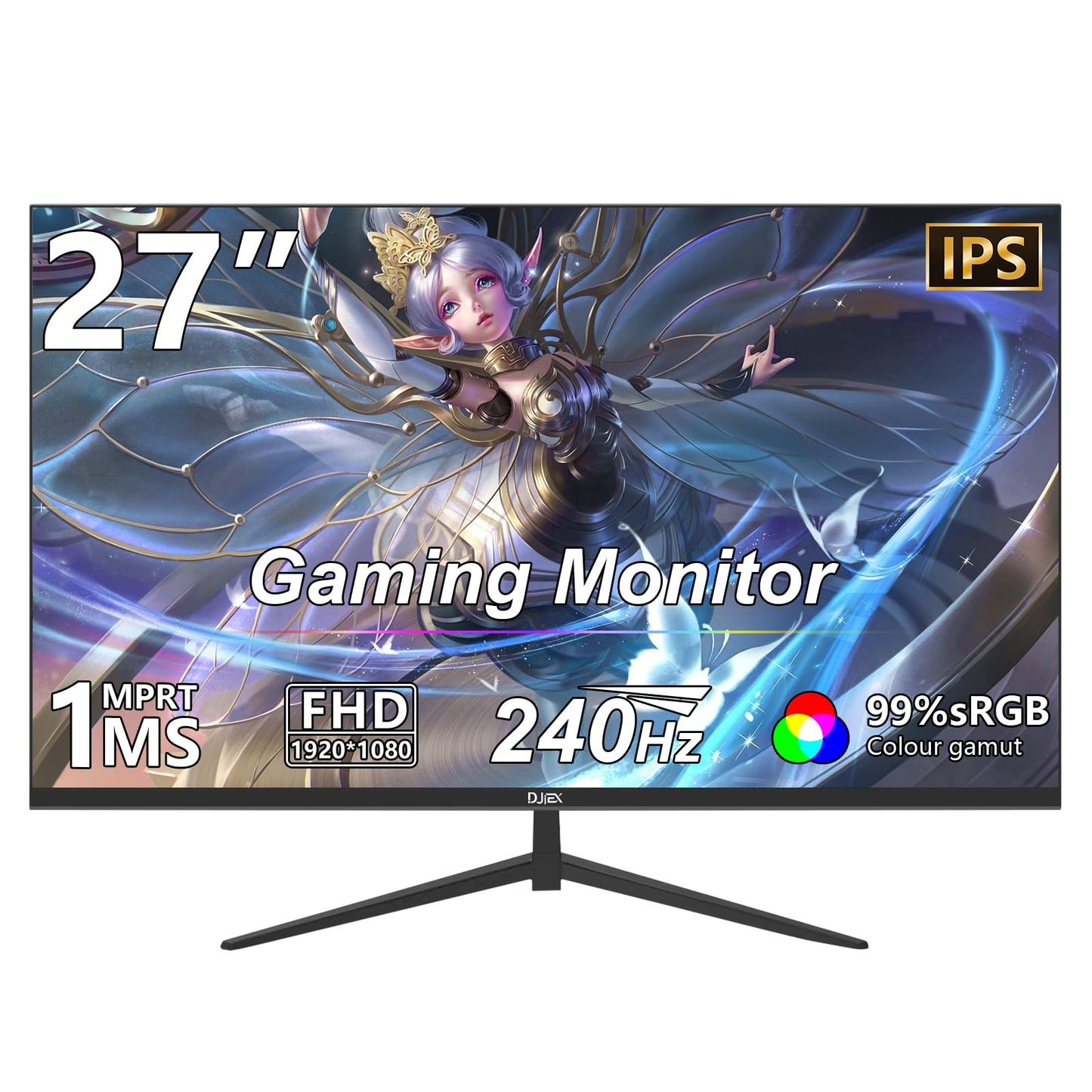 DJiEX 27inch Gaming Computer Monitor IPS 240Hz FHD(1920  1080P), 99% sRGB,1ms Response Time, 300cd/m,AMD Freesync, Crosshair & E