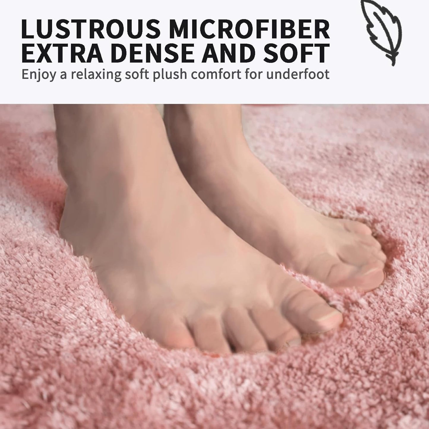 FIFU Bathroom Rugs 24" W x 36" L, Bath Mat for Bathroom, Bedroom, Laundry Room & Kitchen, Non-Slip Rubber Latex Backing, Extra Soft and Absorbent Microfiber Carpet, Machine Washable Rug, Pink