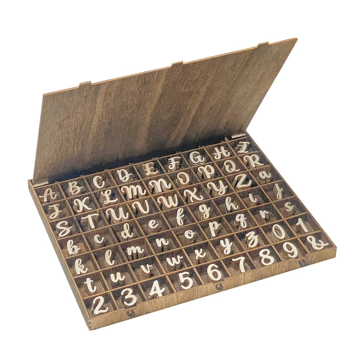 682 Pieces 1 Inch Wood Alphabet Letters Wooden Numbers Mini Capital & Lowercse Letters with Rustic Storage Box for Home Decor Spelling Education Homemade Crafts Party Gifts