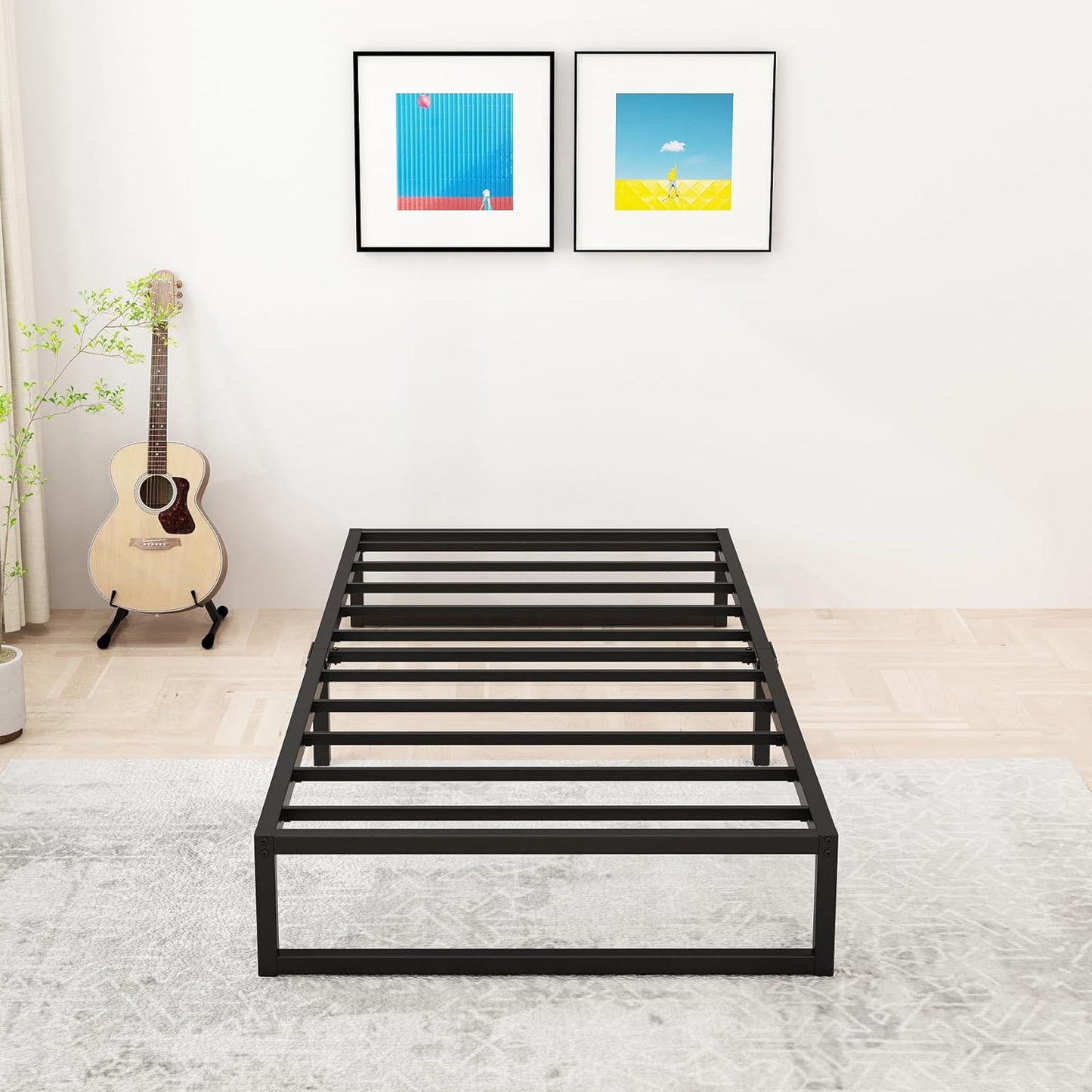 9 Inch Twin Bed Frames Heavy Duty Metal Twin Platform Bed Frame No Box Spring Needed, Noise Free, Easy Assembly, Black