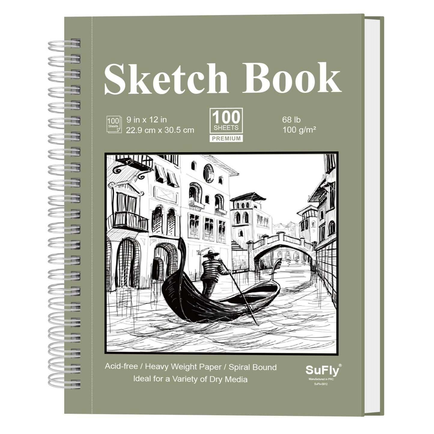 9 x 12 Sketchbook, 68lb/100gsm Sketch Pad 100 Sheets Spiral Bound Acid Free Drawing Paper with Hard Cover Art Paper for Drawing and Painting for Graphite Pencil, Charcoal, Pastels, for Kids & Adults