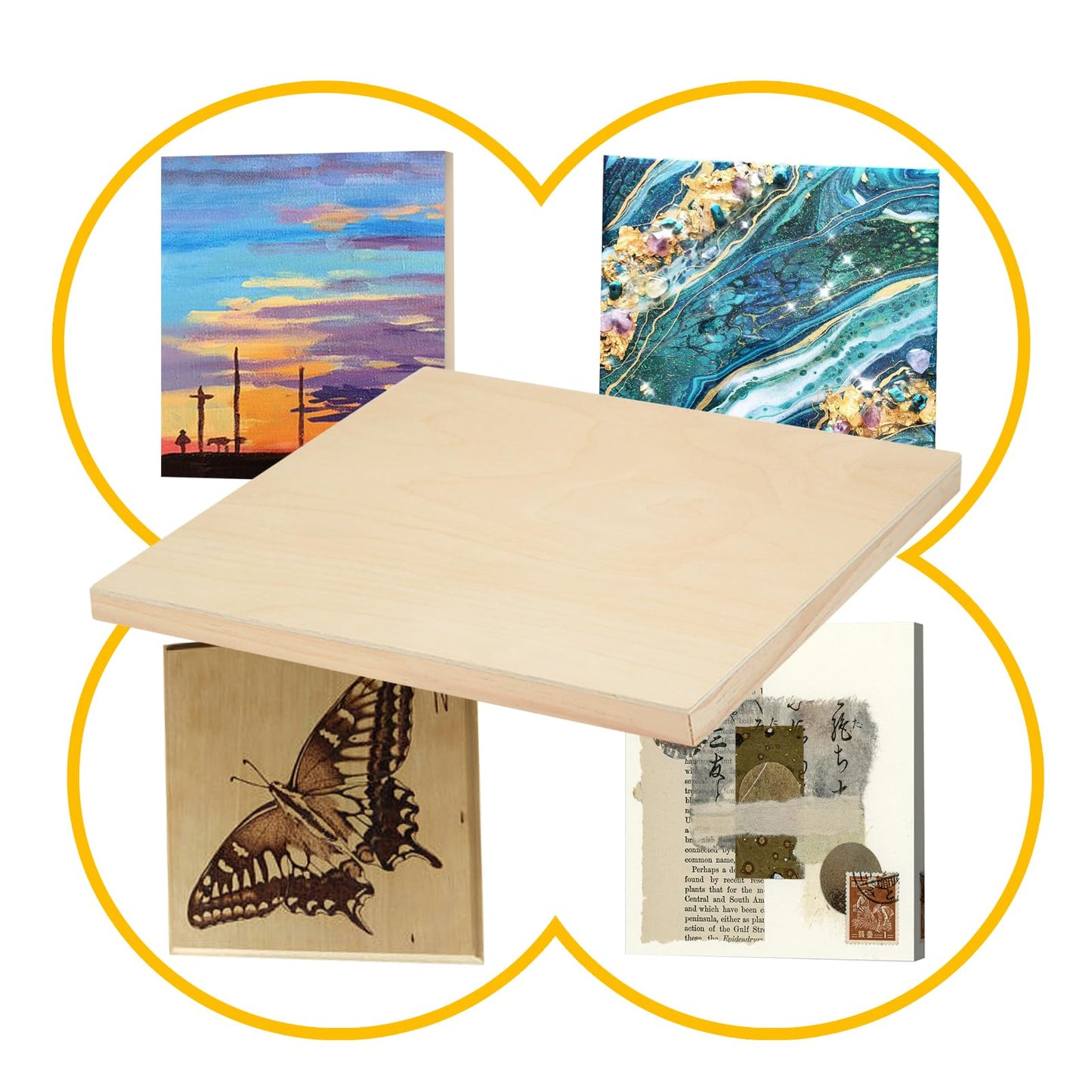Falling in Art 2 Pack Unfinished Wooden Canvas Panels, 16x20 Gallery Birch Wood Panels Kit, 1 1/2" Deep Art Cradle Boards for Acrylic Painting, Pouring and Burning