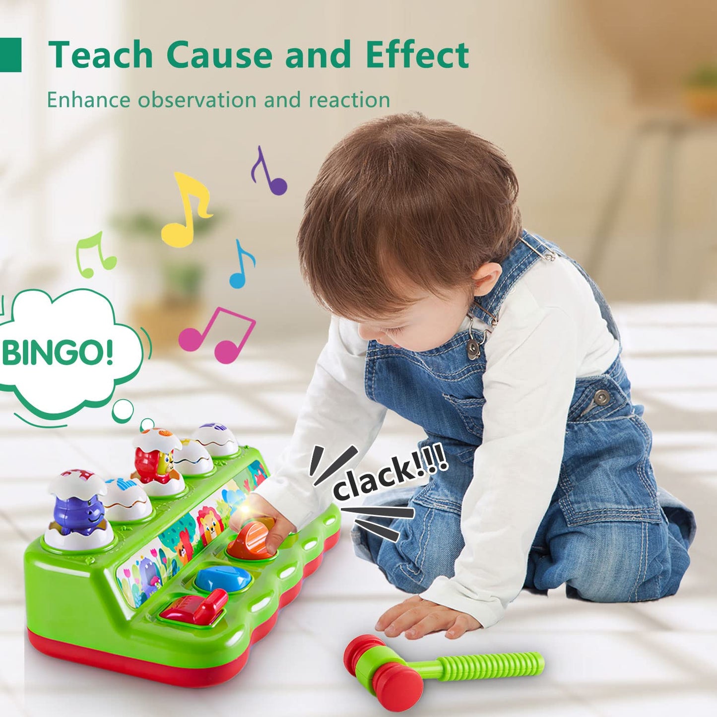 WOWOHAGE Baby & Toddler Toys for 3-6-12-18 Months with Light and Sound, Learning Birthday Shower Gift for Boys Girls