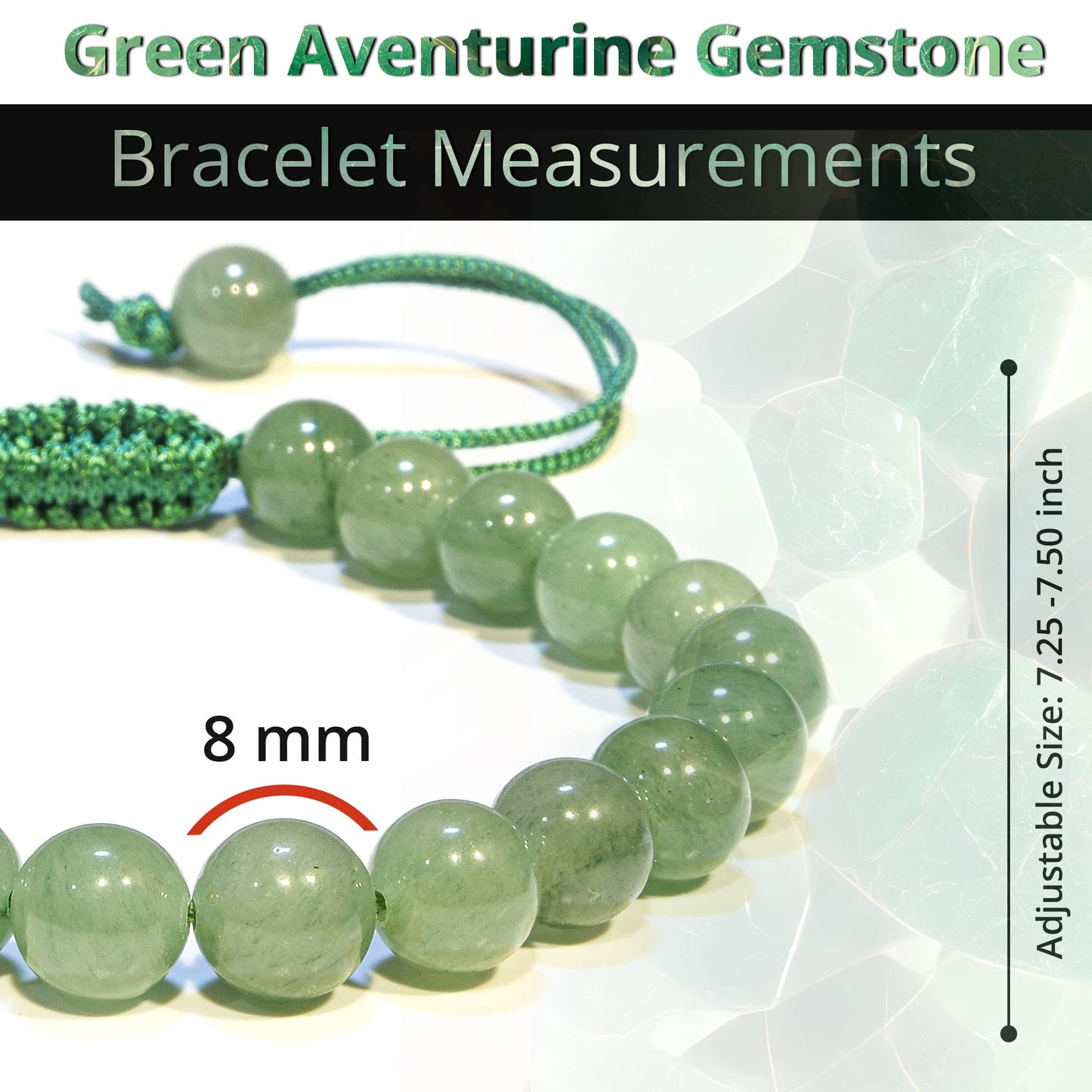 ANAYA AGATE Healing Crystal Bracelet – Chic Gemstone Bracelet for Men and Women – 8mm Round Bead Bracelets for Spiritual Healing, Protection, Positive Energy - Aventurine