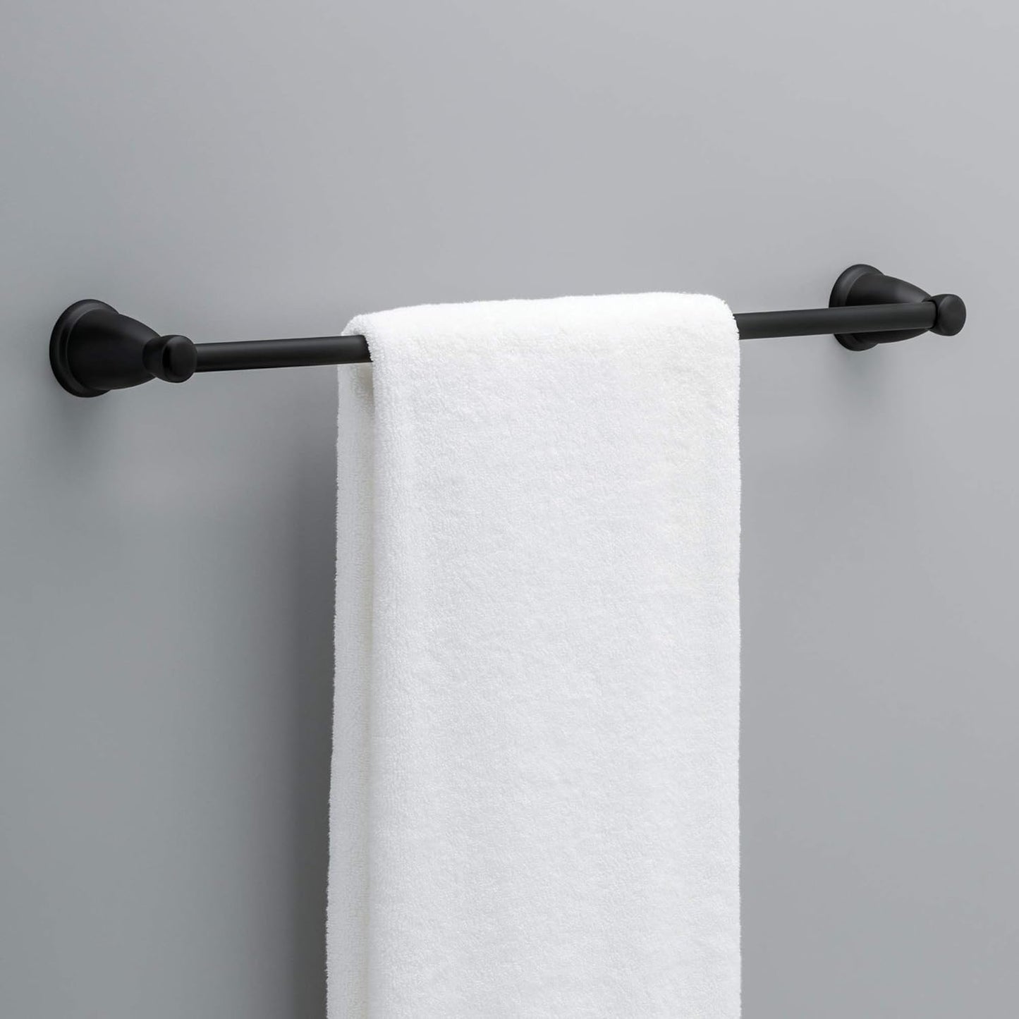Franklin Brass Kinla 3-Piece Bathroom Set Matte Black 24" Towel Bar Rack, Toilet Paper Holder, Ring KIN3PC-MB