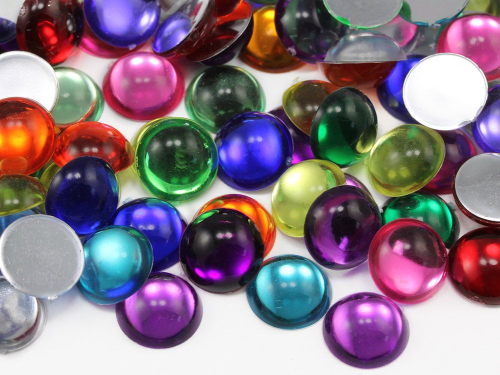 Allstarco 11mm Silver Flat Back Acrylic Round Pearl Cabochons Plastic Rhinestones Pearl Gems Embellishments for Jewelry, Crafts, Costumes, Card Invitations, Cosplay - 40 Pieces