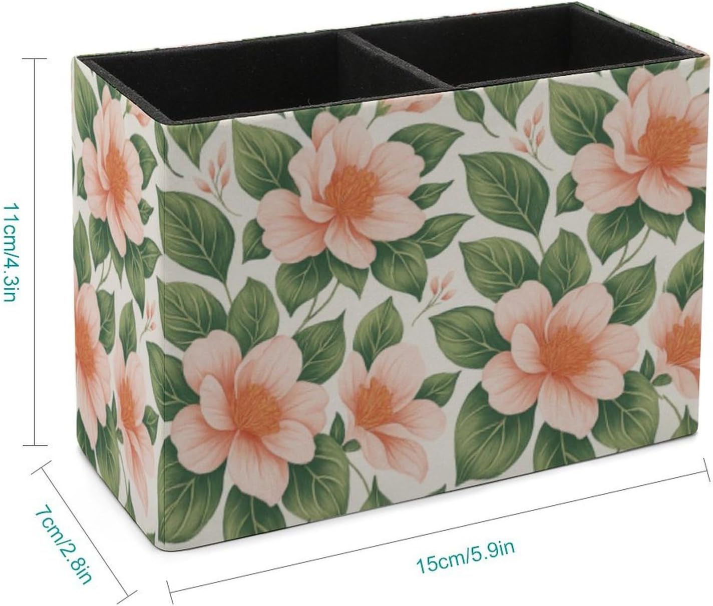 Floral Pattern Lether Pen Holder for Desk Makeup Brush Holder Office Organizer Desk Accessory for School Office