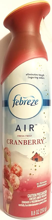 Febreze Air - Air Freshener Spray - Limited Edition - Winter Collection 2017 - Fresh-Twist Cranberry - Net Wt. 8.8 OZ (250 g) Per Bottle - One (1) Bottle