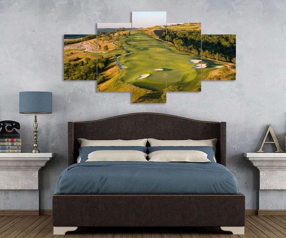 chenchenArt Paynes Valley Golf Course Wall Art for Office Living Room Bedroom Wall Decorations Paynes Valley Golf Course Picture Poster Canvas Prints Framed Ready to Hang(60''W x 32''H)