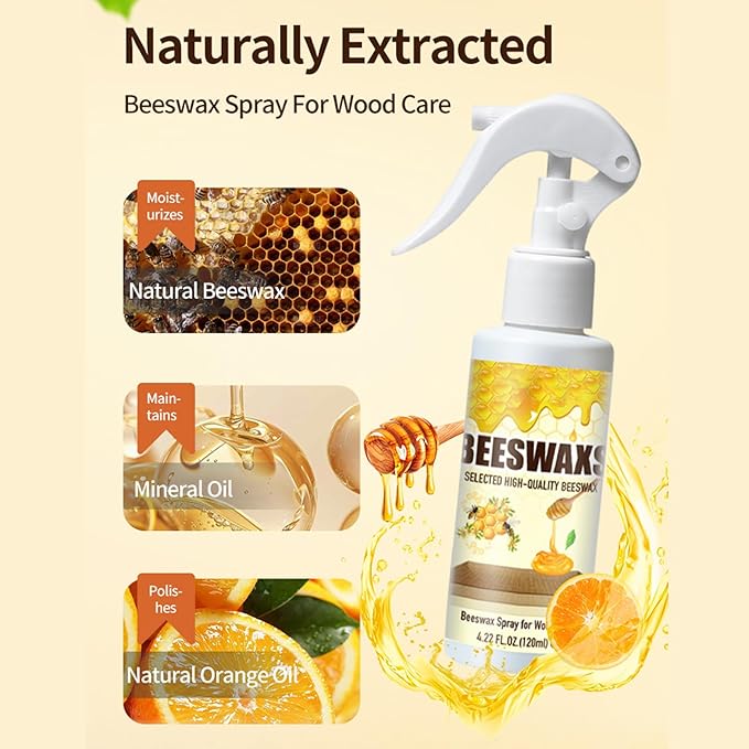 Wood Polish Spray – 120ml Wood Cabinet Cleaner | Hardwood Restorer For Refinishing – Furniture Table Couch Leather Conditioning – Daily Care Shine Spray For Chair Restoration