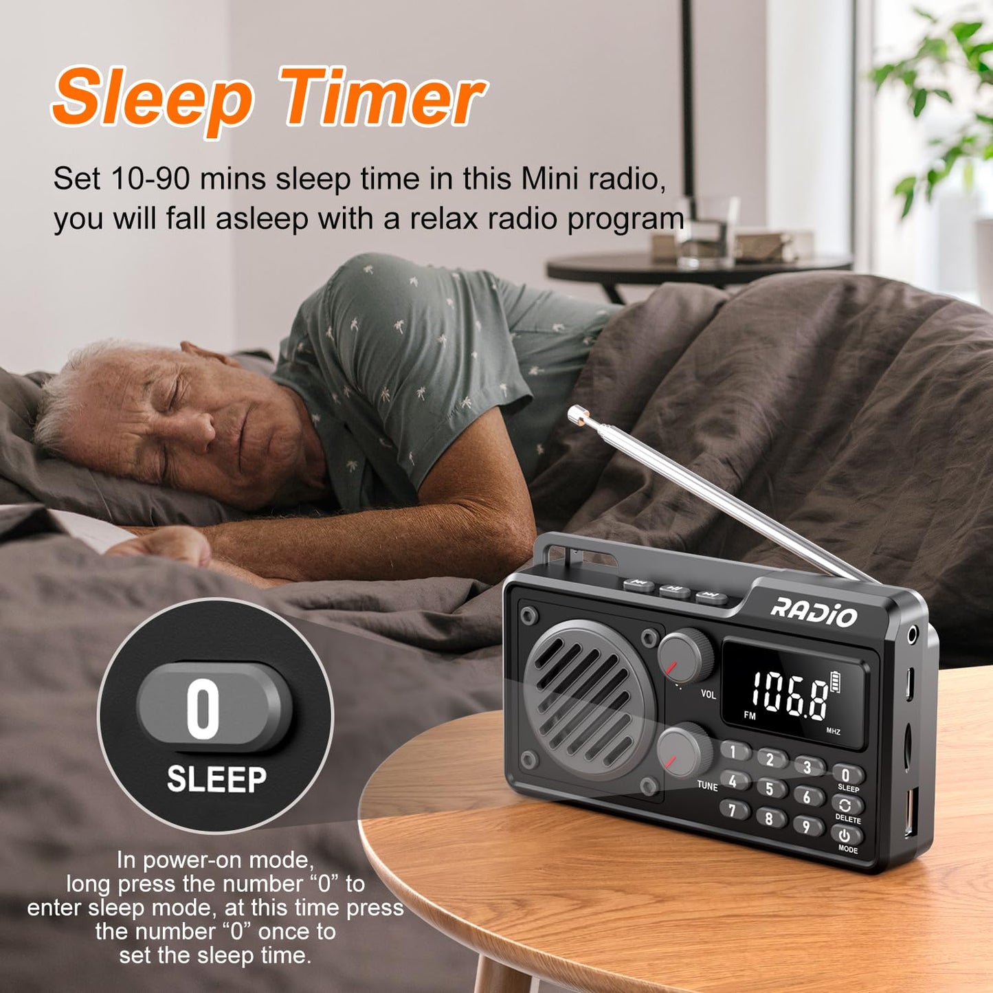 Portable Radio Am Fm 1500Mah Rechargeable With Best Reception, Transistor Shortwave Radio Wireless Bluetooth Speaker, With Large