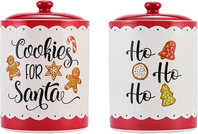 Bico Gingerbread Man Cookies For Santa Ceramic 9 inch Air Tight Storage Jar, Dishwasher Safe, for Christmas Eve