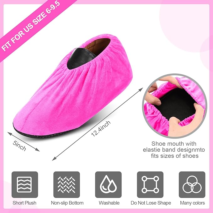JaGely 11 Pairs Reusable Non Slip Cloth Shoe Covers Washable Thickened Boot Shoe Covers for Indoors and Households(Pink)