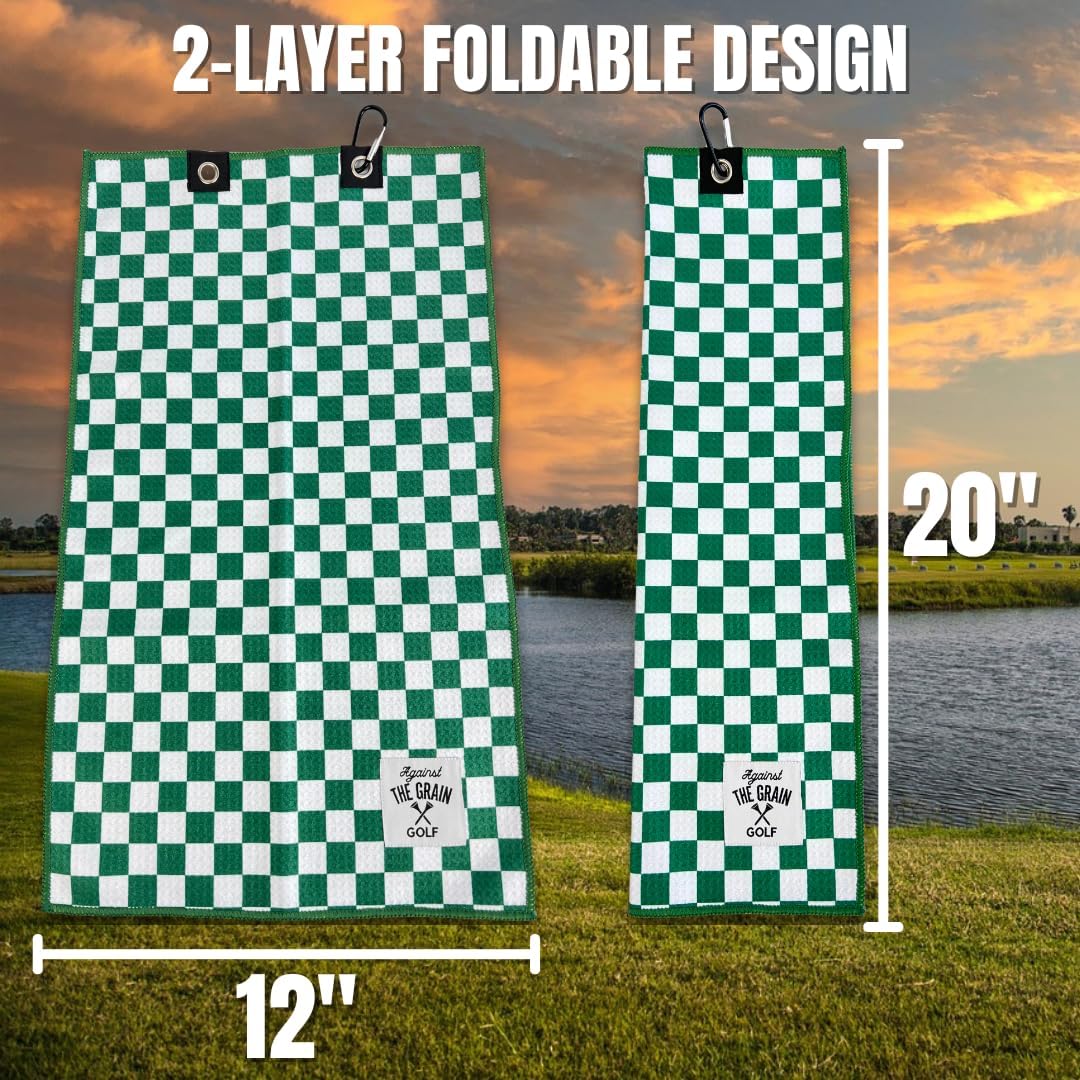 Against The Grain Golf Club Cleaning Kit - Includes Water Golf Club Brush & Microfiber Golf Towel (12"x20") Perfect Golf Bag Accessories for Men & Women Golf Gifts for Men