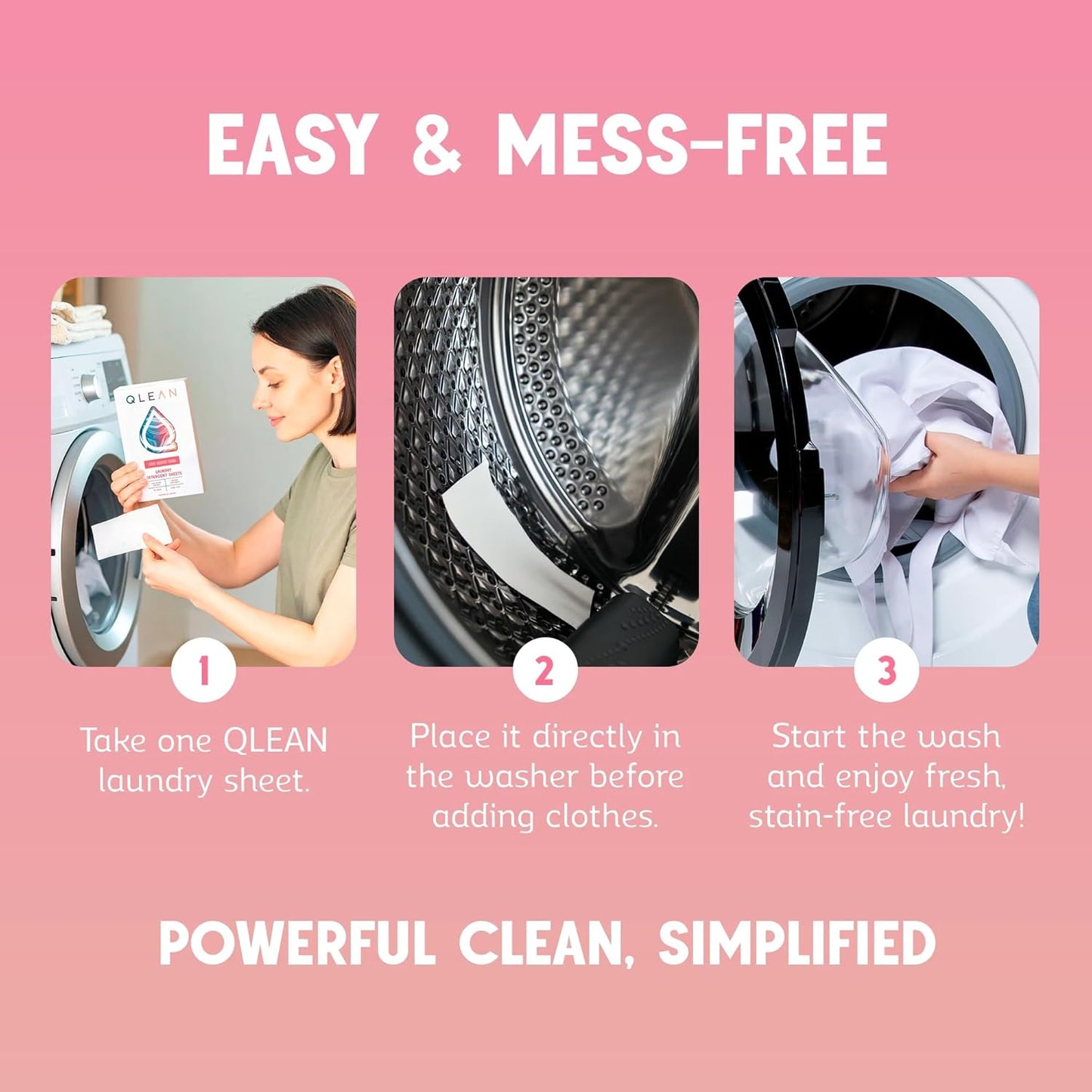 QLEAN Laundry Detergent Sheets (Travel Size 10 Loads) – Travel Laundry Detergent Sheets, Eco-Friendly Laundry Soap, HE & Standard Washer Safe, Stain Remover, Skin-Friendly - Ruby Sunset Bliss