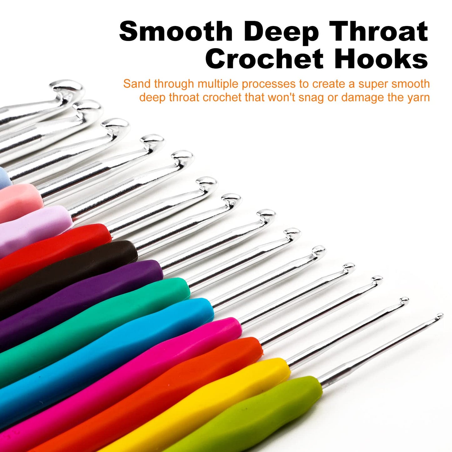 KOKNIT Crochet Hooks Set with Storage Case 71pc Knitting Needle Accessories 9 Soft Grip Ergonomic Crochet Needles,12 Coloured Aluminum Yarn Crocheting Crochet Hooks,Crochet Kit with Crochet Supplies
