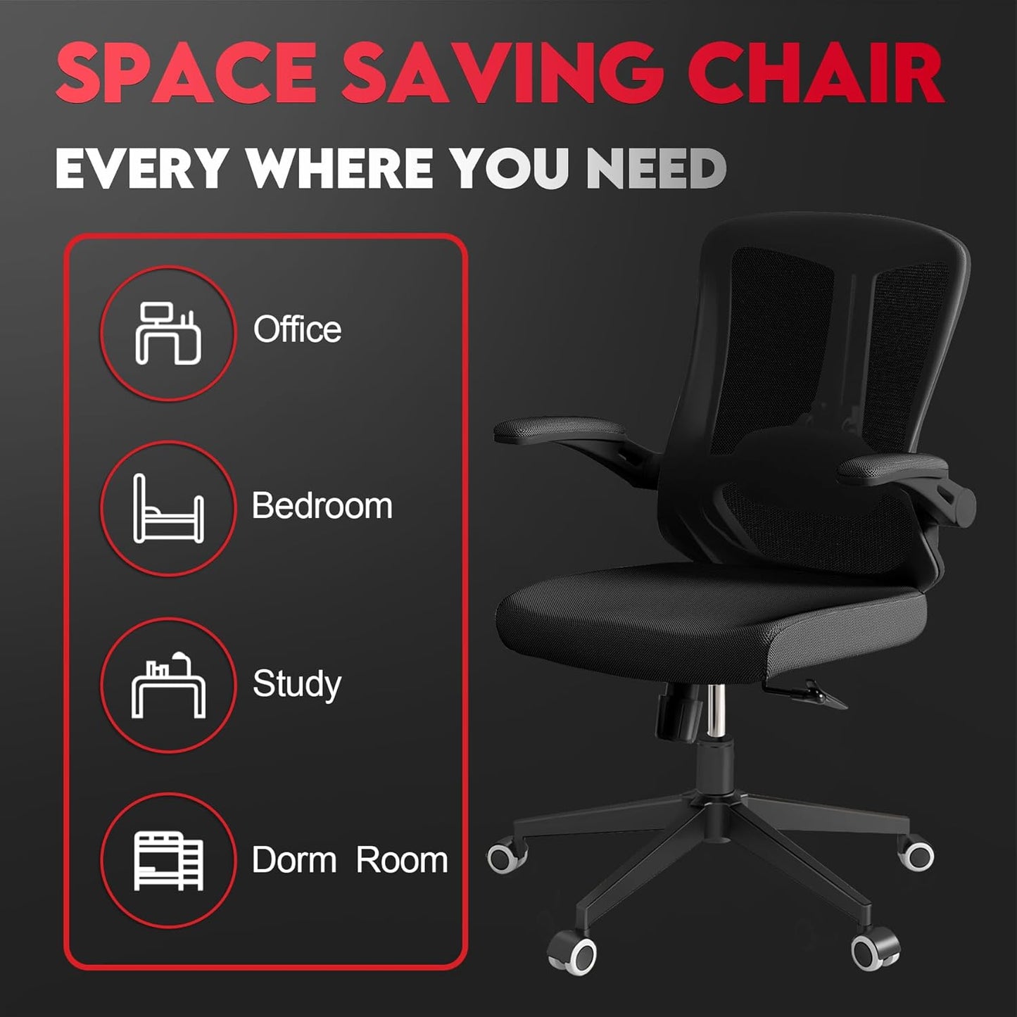Ergonomic Office Chair - 400LB Comfy Desk Chairs with Back Support, Heavy Duty Mesh Computer Chairs with Wheels and Arms for Home Office, Study, Bedroom and Dorm