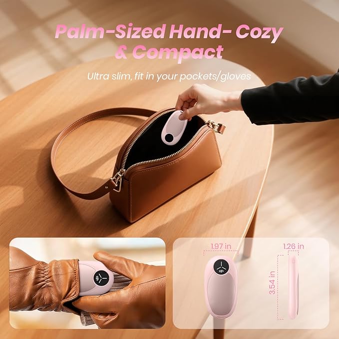 Hand Warmers Rechargeable 2 Pack Electric Hand Warmers Magnetic, 24Hrs Long Soft Heating Pocket Heater Gifts for Men Women Christmas Hiking Golf Hunting Ski