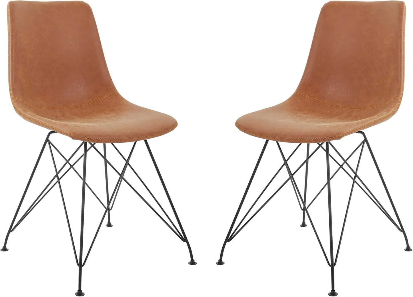 OSP Home Furnishings Trenton Modern Dining Chairs, Set of 2, Sand Faux Leather