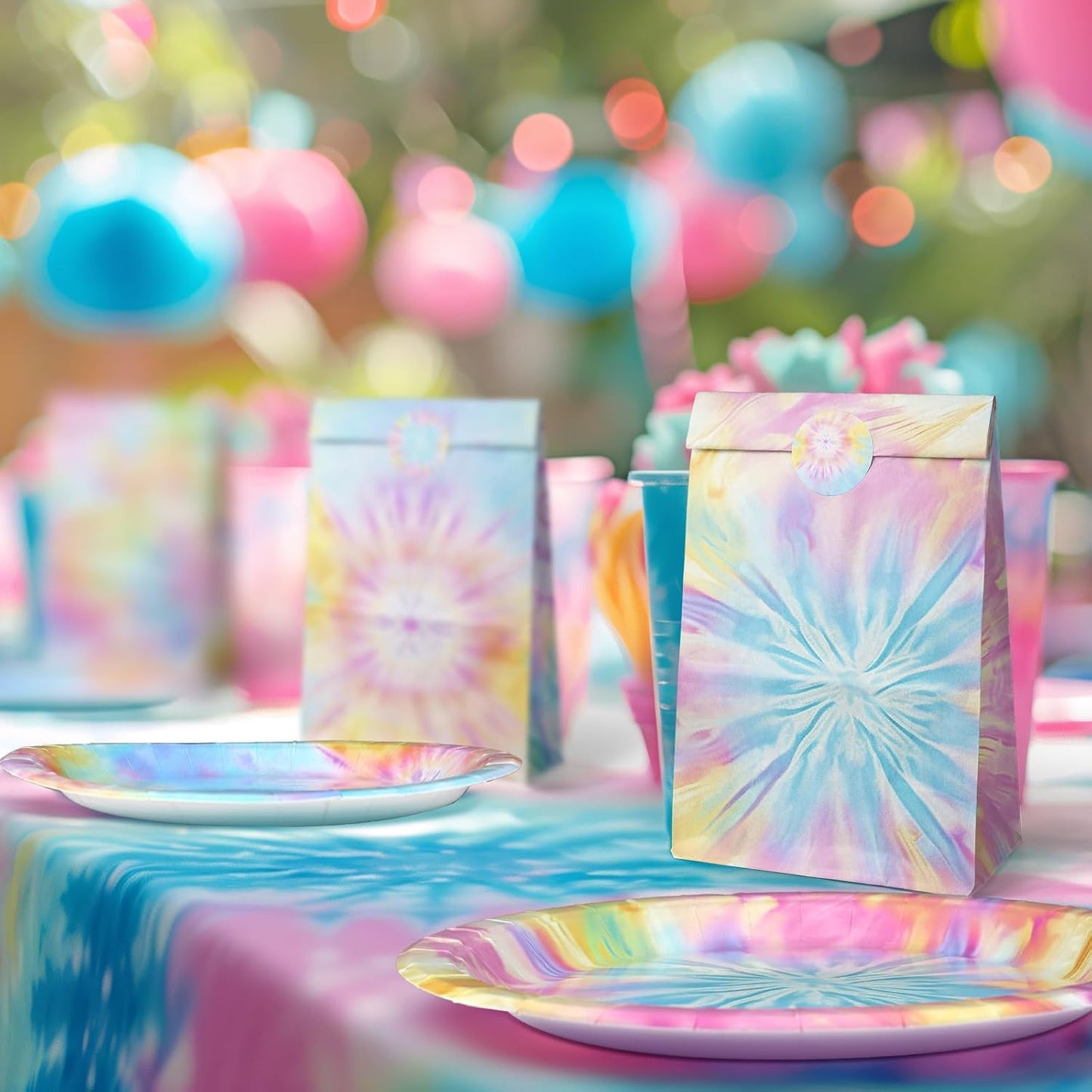 Tie Dye Party Decorations Set - Fun Tie Dye Party Plates, Napkins, and Forks for a Vibrant Celebration - Disposable Tie Dye Party Supplies for Birthdays and Events